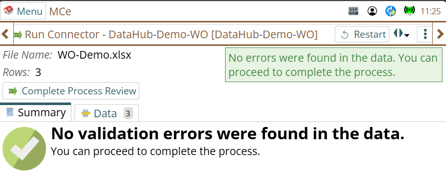 Shows validation pass succeeded
